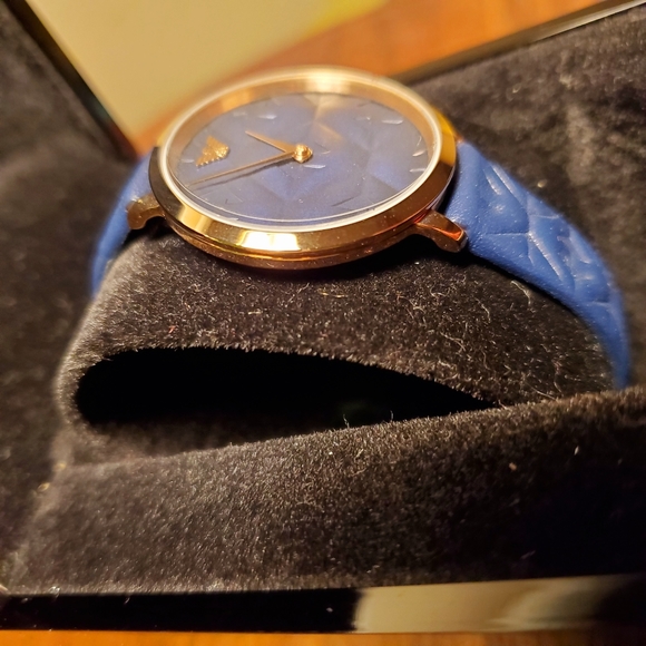 Emporio Armani Modern Slim Rose Gold & Blue Watch